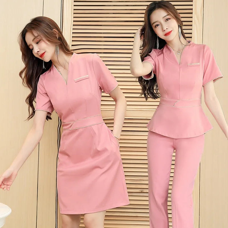 Good Quality Overalls Anti Wrinkle Beautician Salon Footbath Technician Workwear Tunic Set Spa Uniform
