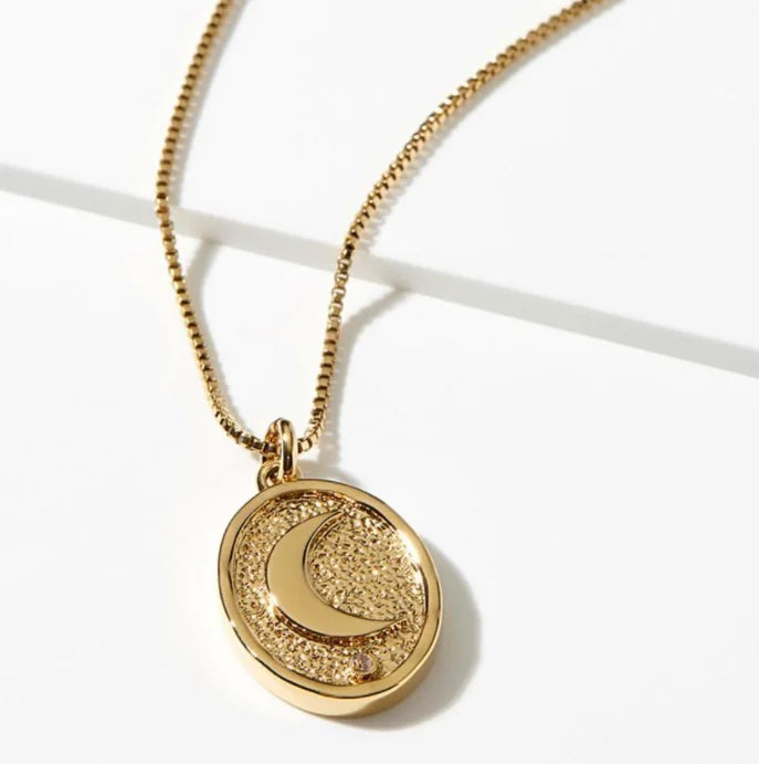 Minimalist  Moon Pendant Necklace Made in High Quality Stainless Steel Oval Chunky Thick Pendant Moon Signet Necklace for Women