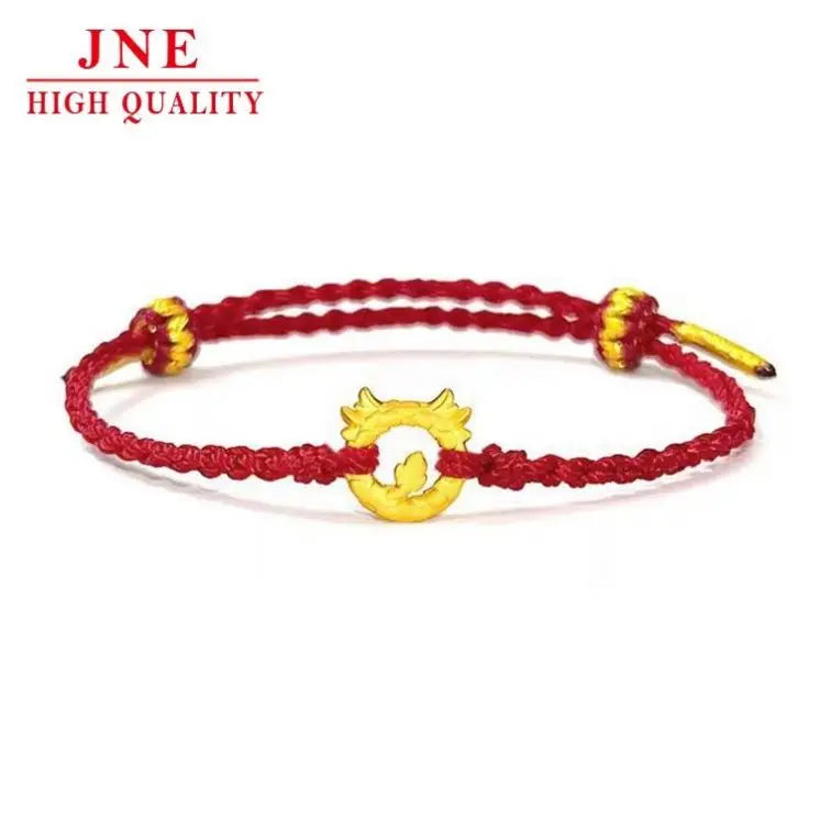 Dragon Peace Buckle Bracelet Wrist String Alluvial Gold Zodiac  Red Rope Bracelet Men's and Women's New Year Bracelet