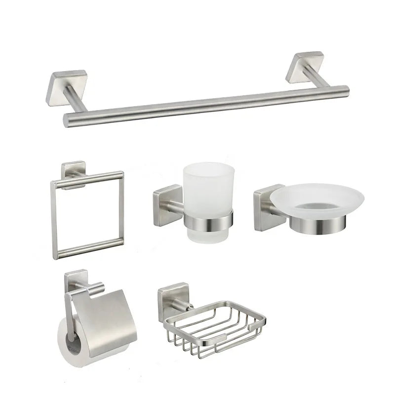 Bathroom Hardware Set Stainless Steel Bathroom Accessories Set Wall Mounted Towel Rack Shelf Bathroom Products Accessories