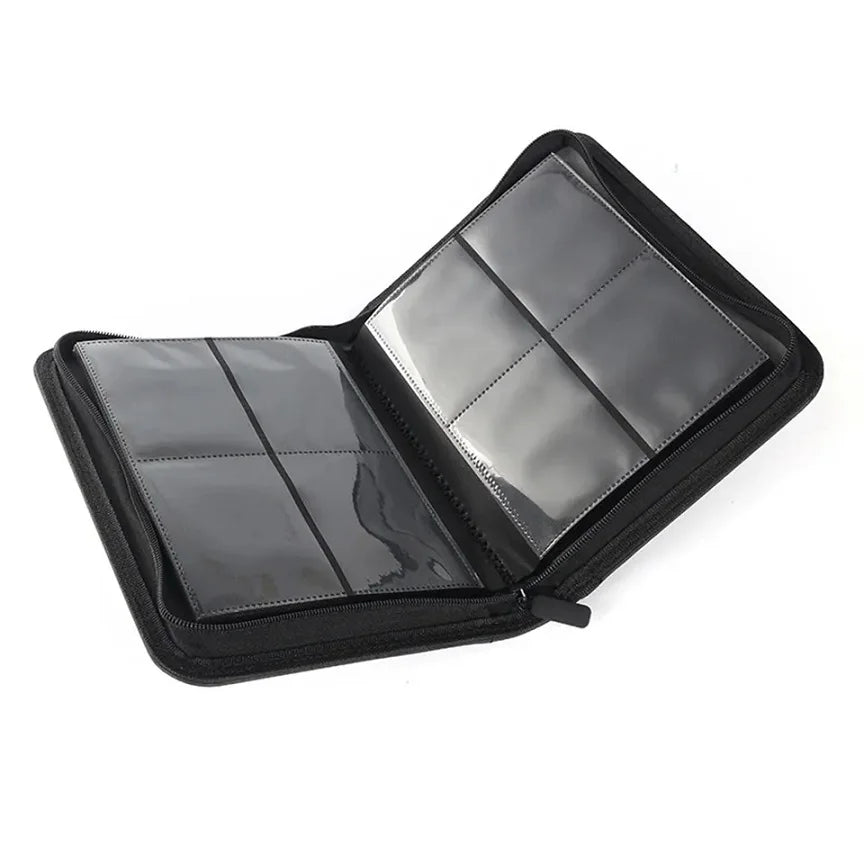 PU Leather Photo Album with Transparent Game Card Sleeves Holder 9/12/16 Pockets Trading Card Sleeves Storage Wallets