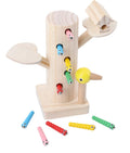 Montessori Children's Wooden Catching Insect Worms Tree Game Educational DIY Programming Arts and Craft Toys for Boys Girls