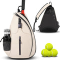 Customized Water-Resistant Polyester Tennis Sling Backpack Portable Crossbody Bag for Men Women Holds Tennis Badminton
