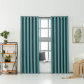 Cheap Simple Green Double-Sided Hemp Curtains Semi-Shading Polyester Perforated Bedroom Solid Curtains