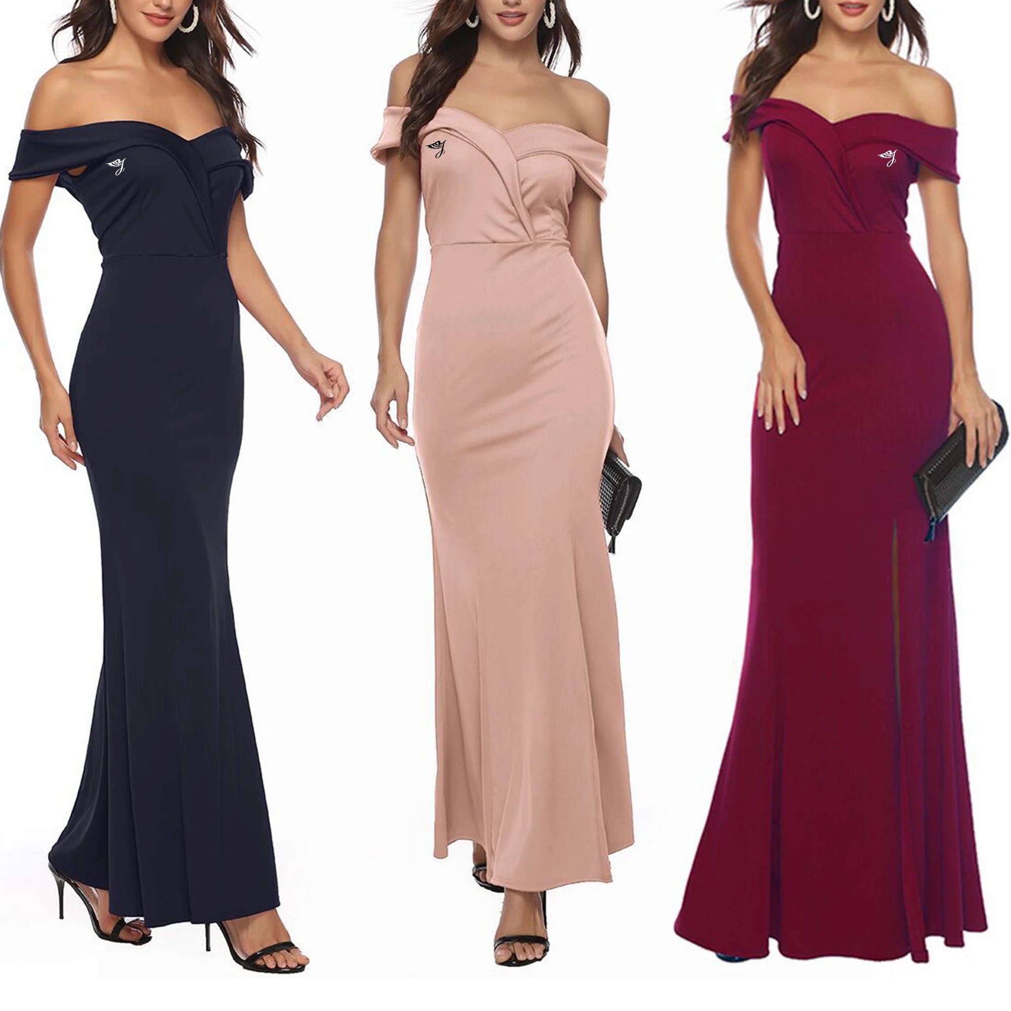 Guangzhou Garment Manufacture Gown Satin Evening Dress Long V-Neck Slit Banquet Wedding Breathable Anti-Static Cotton Gowns