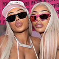 UNOC 2023 Famous Brands Cat Eye Designer Sunglasses Mirror Lenses UV400 Windproof Sun Glasses Shades for Men Women Gray White