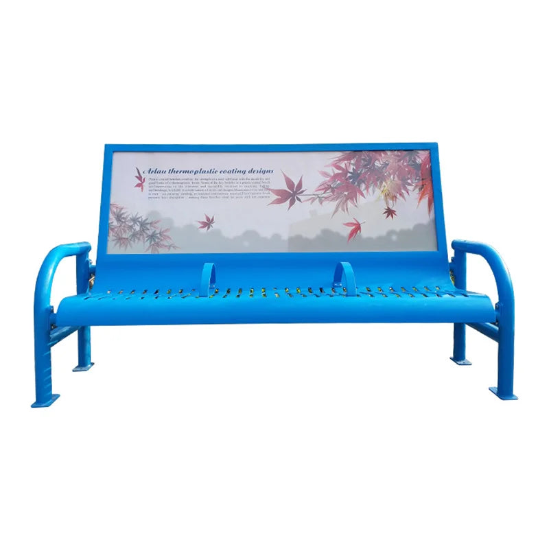 Outdoor Furniture Steel Advertising Bench Seat Exterior Park Metal Seating Bench Public Garden Iron Chair Bench for Outside