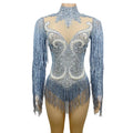 Sexy Pearls Rhinestone Jumpsuit Female Tassel One Piece Jumpsuits Pole Dance Leotard Rompers Club Show Outfits Women Bodysuit