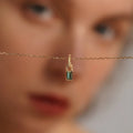 Europe Fashion INS 18K Gold Plated Pure 925 Sterling Silver Green Zircon Lock Pendant Necklace for Women Girls Jewelry