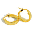 Wholesale Flat Edge Round Minimalist Earring Hoops Sterling Silver Chunky Gold Plated Hoops Earrings Women