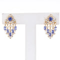 Starsgem Custom Luxury Jewelry 22K Yellow Gold With  Moissanite and Sapphire Drop Earrings