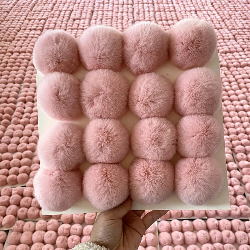 2025 Factory Wholesale Colored Genuine Rex Rabbit Fur Ball 8cm Fur Pompom