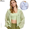 Women Sports Jackets Lightweight Loose Hooded Jackets Full Zipper Breathable Outdoor Outwears Yoga Coat Tennis Wear Custom Logo