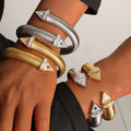 Non Tarnish Waterproof Fashion Jewelry 18K Gold Stainless Steel Chunky Bracelet Wrist Zircon Open Bracelet Bangles for Women