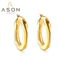Ason 18K Gold-plated Oval Hoop Earrings Women's Geometric Stainless Steel New Fashion Irregular U-shaped Hoop Earrings