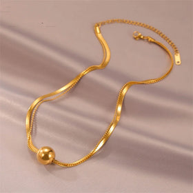 Wholesale New Luxury Fashion Jewelry Sweater Chains Double Layered Lucky Round Ball Necklaces for Women
