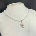 Natural Freshwater Rice Shaped Pearl Button Necklace with Bow Sunflower Pendant Multiple Wearable Freshwater Pearl Jewelry