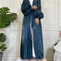 1926 Solid Color IslamicLong Sleeve Open Abaya