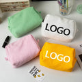 Wholesale Custom LOGO Label Cute Quilted Travel Toiletry Bag Wrinkled Women Makeup Bag with Open Zipper Travel Cosmetic Bag