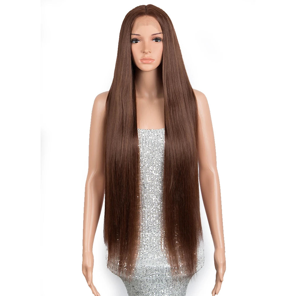 Premium Synthetic Lace Wigs Ash Blonde Ombre T Part Middle Part Lace Front Wig Long Silky Straight HD Transparent Swiss