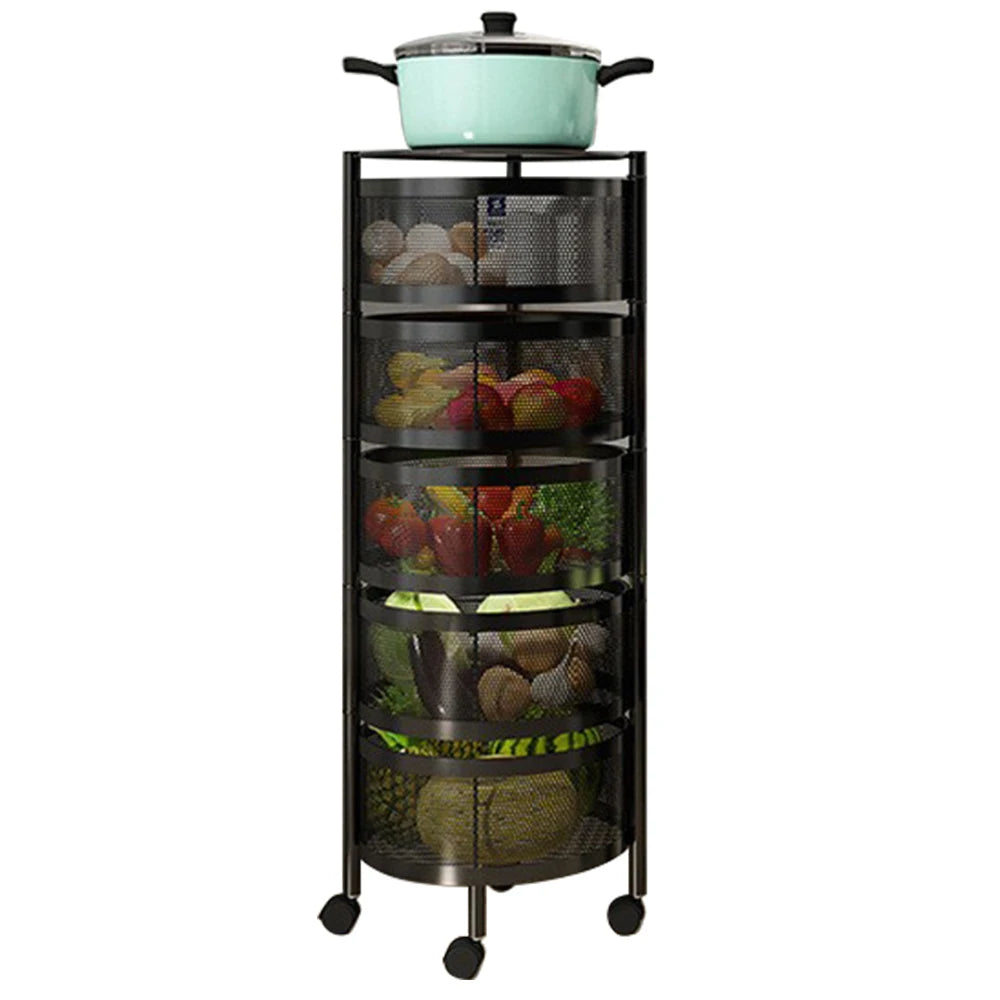 Rotating Storage Rack Kitchen Fruit Basket Rotating Fruit Vegetable Kitchen Storage Rack Potatoes Storage Baskets