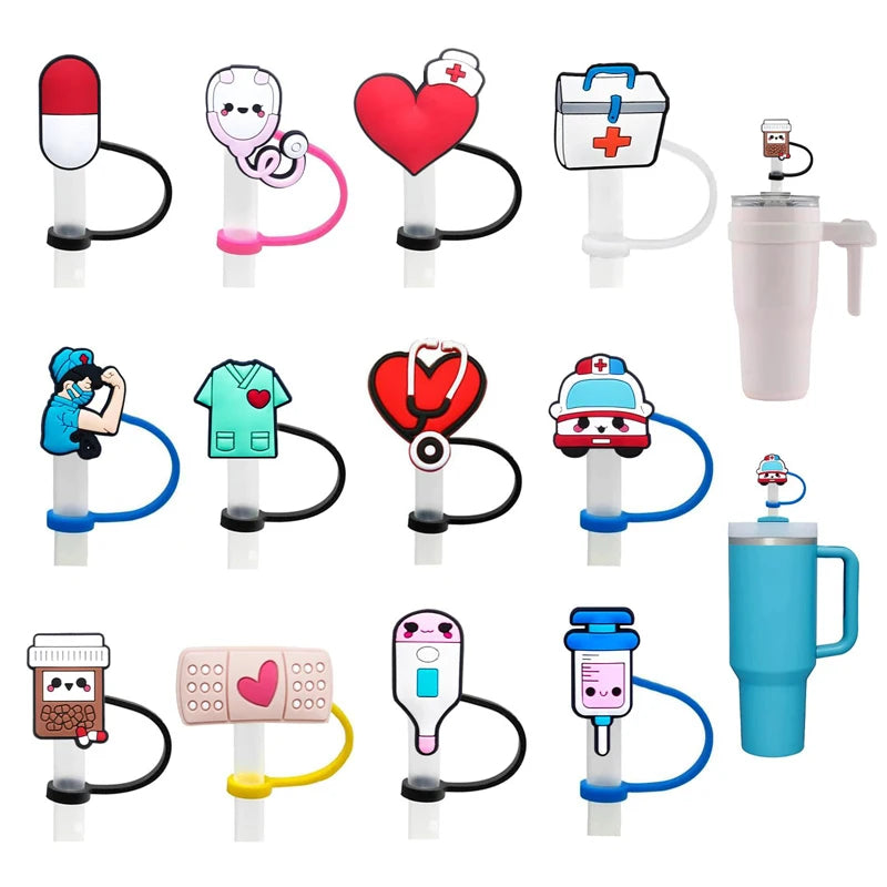 2024 New Factory Custom Reusable Silicone Straw Topper Eco-friendly Straw Lids Straw Cover