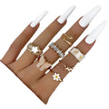 AA00623 7pcs/set Star Acrylic Resin butterfly Enamel Flower Hug Finger Rings Jewelry Knuckle Rings Set for Girls