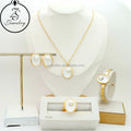Flower Wedding Cubic Zircon Stainless Steel Gold Plated Women Fashion Jewelry Girl Gift Accessories Sets