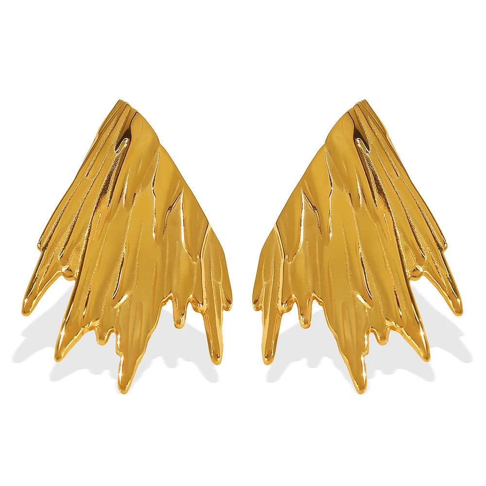 Personalize Exaggerated Wing Shape Metal Drop Earrings Statement Stainless Steel Stud Earrings for Women Jewelry Gift