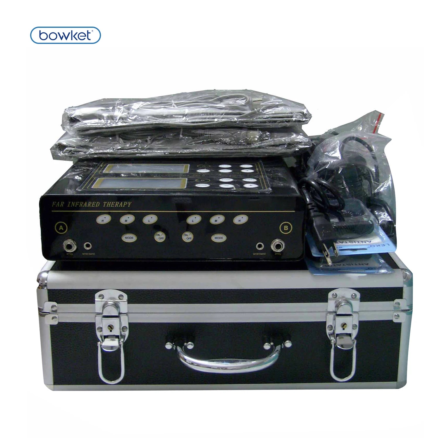 BOWKET Desktop ABS Aluminium Alloy UK Plug Detox Body Foot SPA Ion Cleanse Machine Dual System Dual LCD Screen Home Use