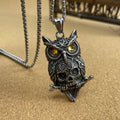 Creative Gothic Viking Owl Skull Pendant Necklace Punk 18K Gold Plated Stainless Steel Chain for Men Party Jewelry
