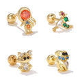 SP Wholesale Screw Ball Backing Jewelry Cute Small Zircon Cartoon Princess Animal Stud Earrings