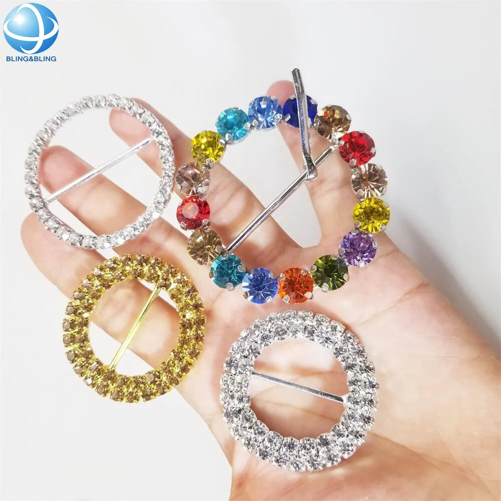Factory Round Pearl Rhinestone Metal Belt Buckles Women Dresses Clothes Decoration