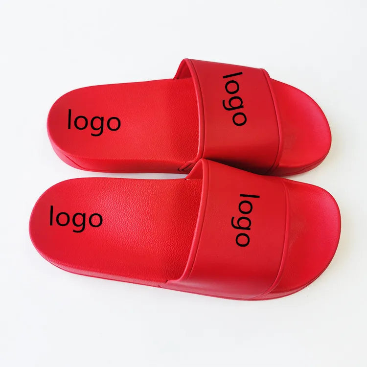 Japanese NO MOQ Custom Logo Men PVC Red Slides Slippers Beach Outdoor Waterproof Fashionable Summer Anti-slip Men Slides