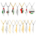 Wholesale Fashion Featured Arabic Jewelry Silver Gold Plated Alloy Palestine Small  Map Pendant Necklace for Women Men