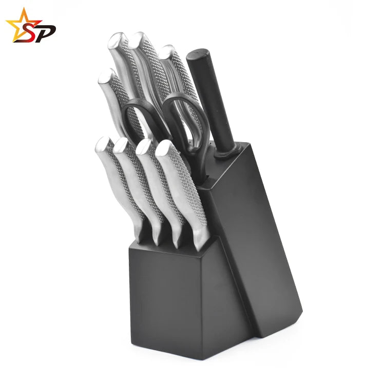 2021 Newest Durable 11 Pcs Kitchen Knife Set With Hollow Handle Kitchen Knife Block Set