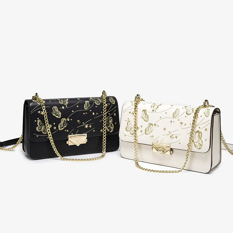 Chinese Style butterfly Embroidery Women's Clutch Bag Small square Bag Fashionable High-end Chain Crossbody Unique Style