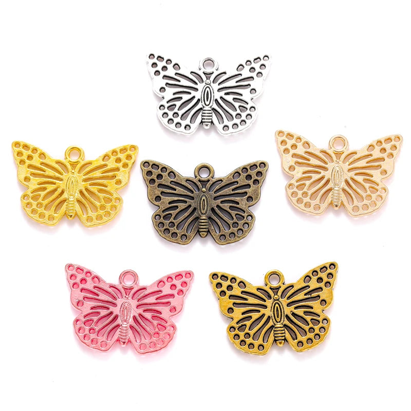6 Colors butterfly Charms for Bracelets Necklace Pendant DIY Handmade Jewelry Making Accessories 20*29mm D2142