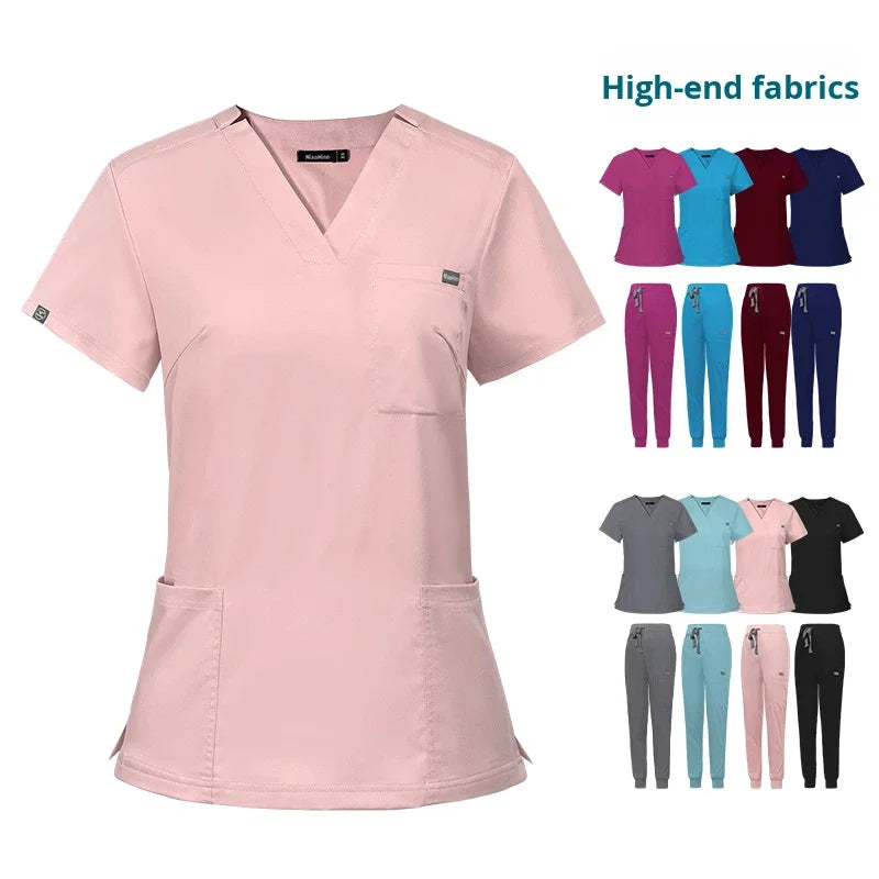 High Quality Breathable Premium Women Medical Scrubs Best Selling Professional 4-Way Stretch Spandex Blend Nursing Uniform Set