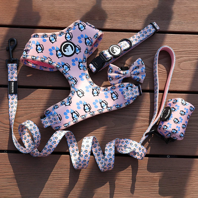 Personalized Cheap Adjustable Dog Harness Set Pet Collars 1" Wide for Dogs and Cats