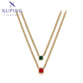 Xuping Jewelry's Women's Two-Layered Cuban Necklaces Red Green Stainless Steel Fashionable