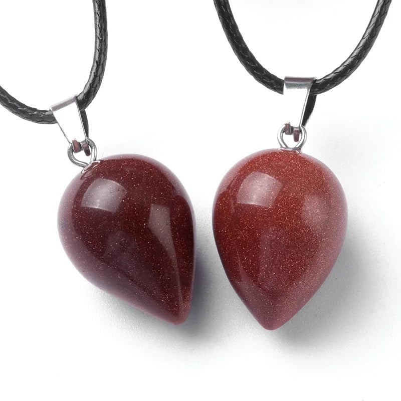 Natural Stone Pendants Fat Waterdrop Shape Mixed Healing Stone Crystal Charms for Jewelry Making Necklace Accessories
