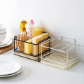 HelloWorld Sponge Holder Soap Drain Storage Rack Kitchen Sink Organizer Rag Dishcloth Brush Holder Iron Shelf Bathroom Organizer