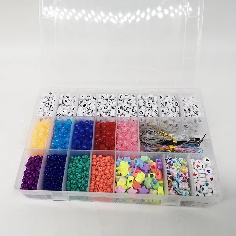 White Round Acrylic Letter Beads & Glass Beads DIY Jewelry Making Kit for Kids Bracelets & Necklaces