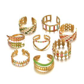 Fashion Popular Style Ins Style Stainless Steel Open Ring Exquisite Color 18k Gold Plated Jewelry Titanium Steel Ring