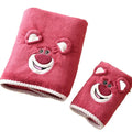 Coral Velvet Quick-Dry Compressed Bath Towel Sets Three-Dimensional Printed Bear Lovely Soft Strawberry Design Absorbent