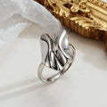 ICEBELA S925 Sterling Silver Tungsten Carbide Ring Brushed Wedding Band Rings Adjustable Irregular Women's Ring for Girl