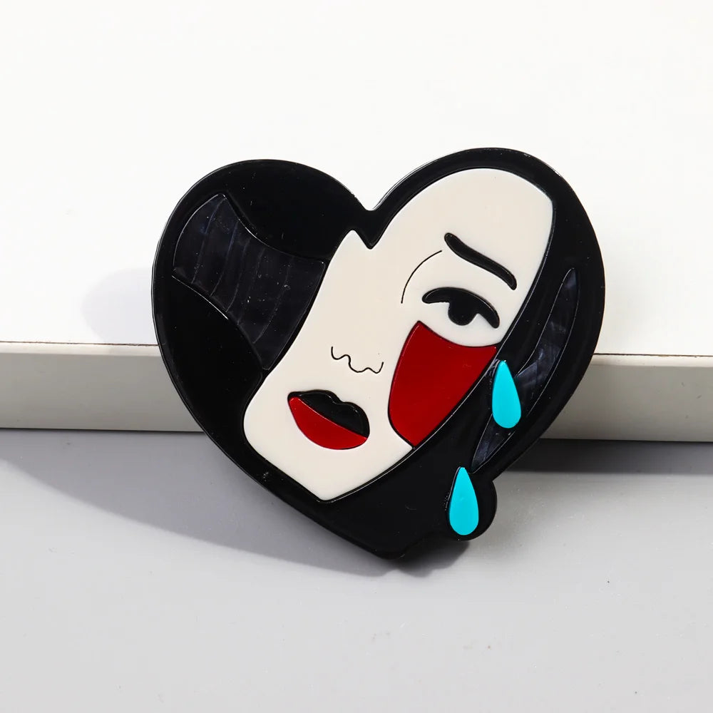 Yiwu Creative Girls Teardrop Geometric Hip Hop Clothing Accessories Heart Splicing Custom Leisure Acrylic Wedding Gift Party