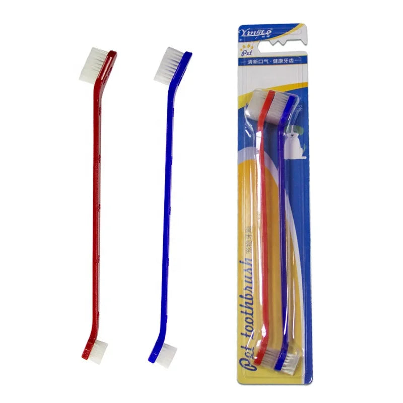 Factory Wholesale LOW MOQ Double Head Pet Cat Dog Toothbrush