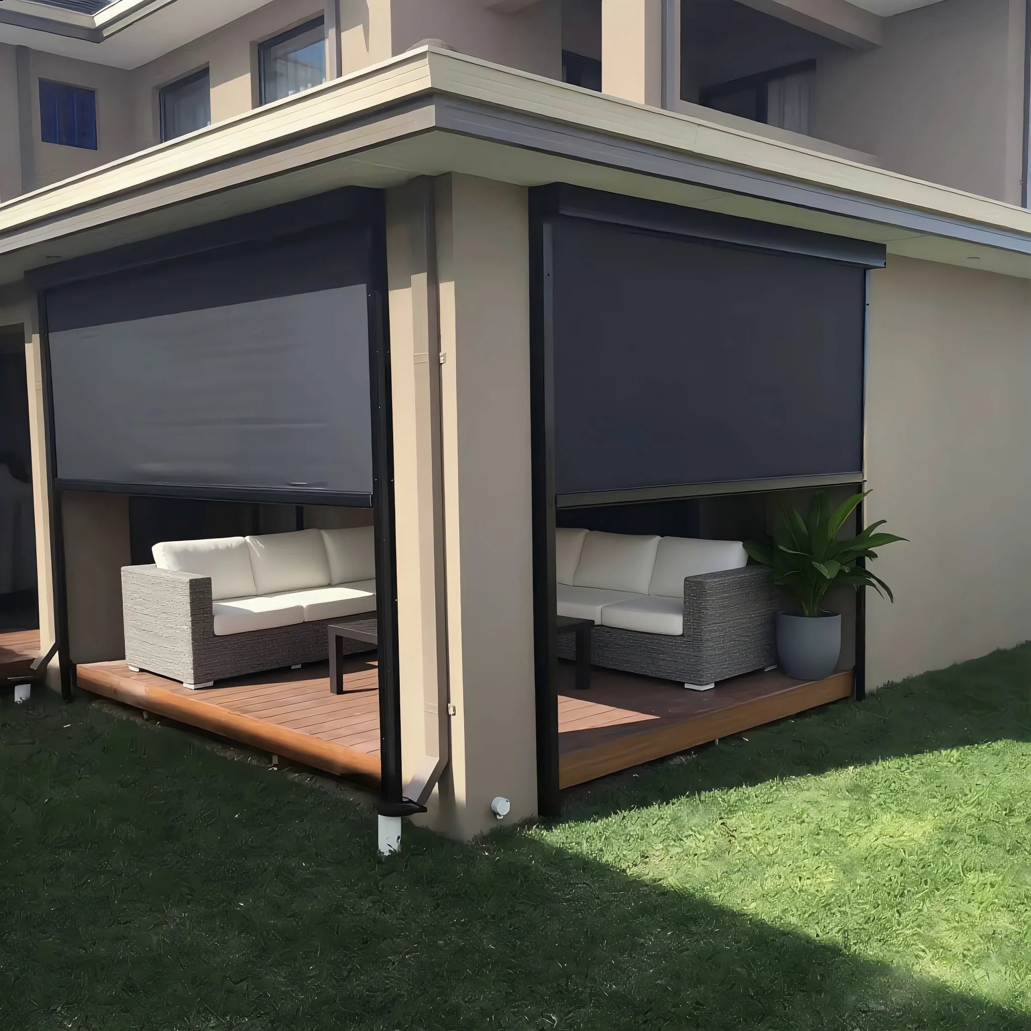 Custom Size and Color Motorized Smart Wind Resistant Roller Blinds Sun Uv Protection Motorized Zipper Screen With Remote Control
